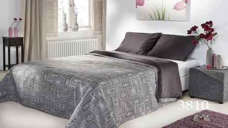 Sprei Cevelit 3810 antraciet, blokjes op maat gemaakt, litsjumaux